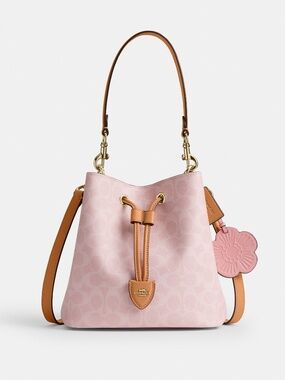 Coach Powder Pink Rowan Bucket With Charms